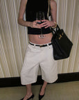0122stepll Low-Rise Wide-Leg Cropped Denim Pants