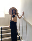 0122stepll Ensemble Bandeau Rose Contrasté & Jupe Longue