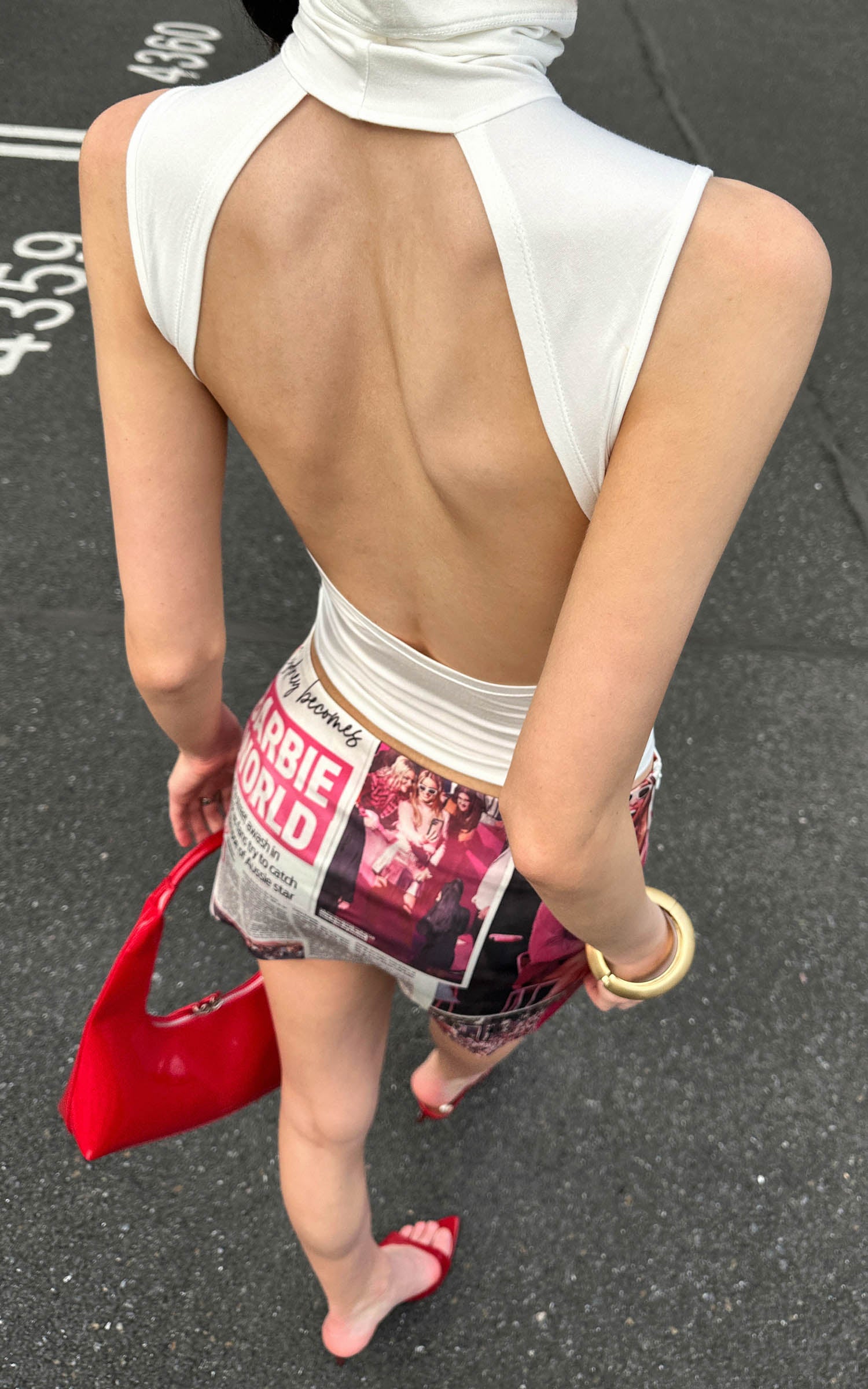 0122stepll Barbie World Newspaper Print Mini Skirt