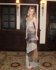 0122stepll Abstract Halter Draped Maxi Dress