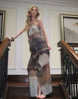 0122stepll Abstract Halter Draped Maxi Dress