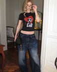 0122stepll Dalmatian Heart Graphic Baby Tee