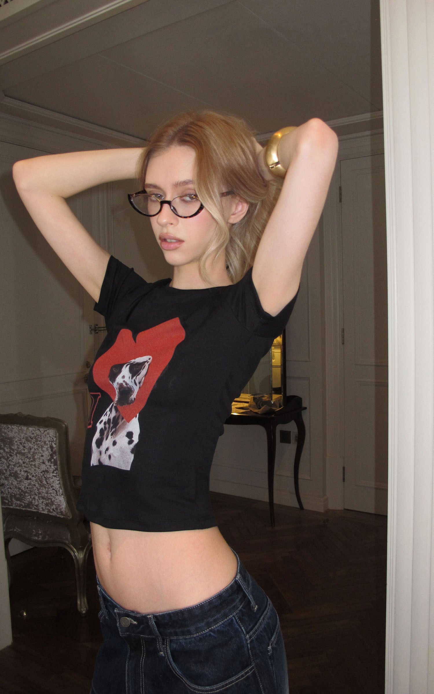 0122stepll Dalmatian Heart Graphic Baby Tee