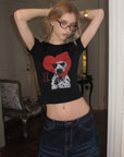 0122stepll Dalmatian Heart Graphic Baby Tee