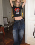 0122stepll Dalmatian Heart Graphic Baby Tee