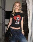 0122stepll Dalmatian Heart Graphic Baby Tee