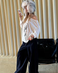 0122stepll Distorted Graphic Off-Shoulder Oversized Long Sleeve Top