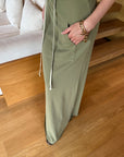 0122stepll Fitted Tee & Drawstring Maxi Skirt Set