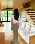 0122stepll Fitted Tee & Drawstring Maxi Skirt Set