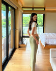 0122stepll Fitted Tee & Drawstring Maxi Skirt Set