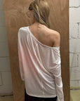 0122stepll Distorted Graphic Off-Shoulder Oversized Long Sleeve Top