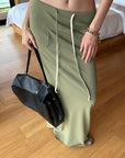 0122stepll Fitted Tee & Drawstring Maxi Skirt Set