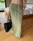 0122stepll Fitted Tee & Drawstring Maxi Skirt Set