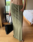 0122stepll Fitted Tee & Drawstring Maxi Skirt Set