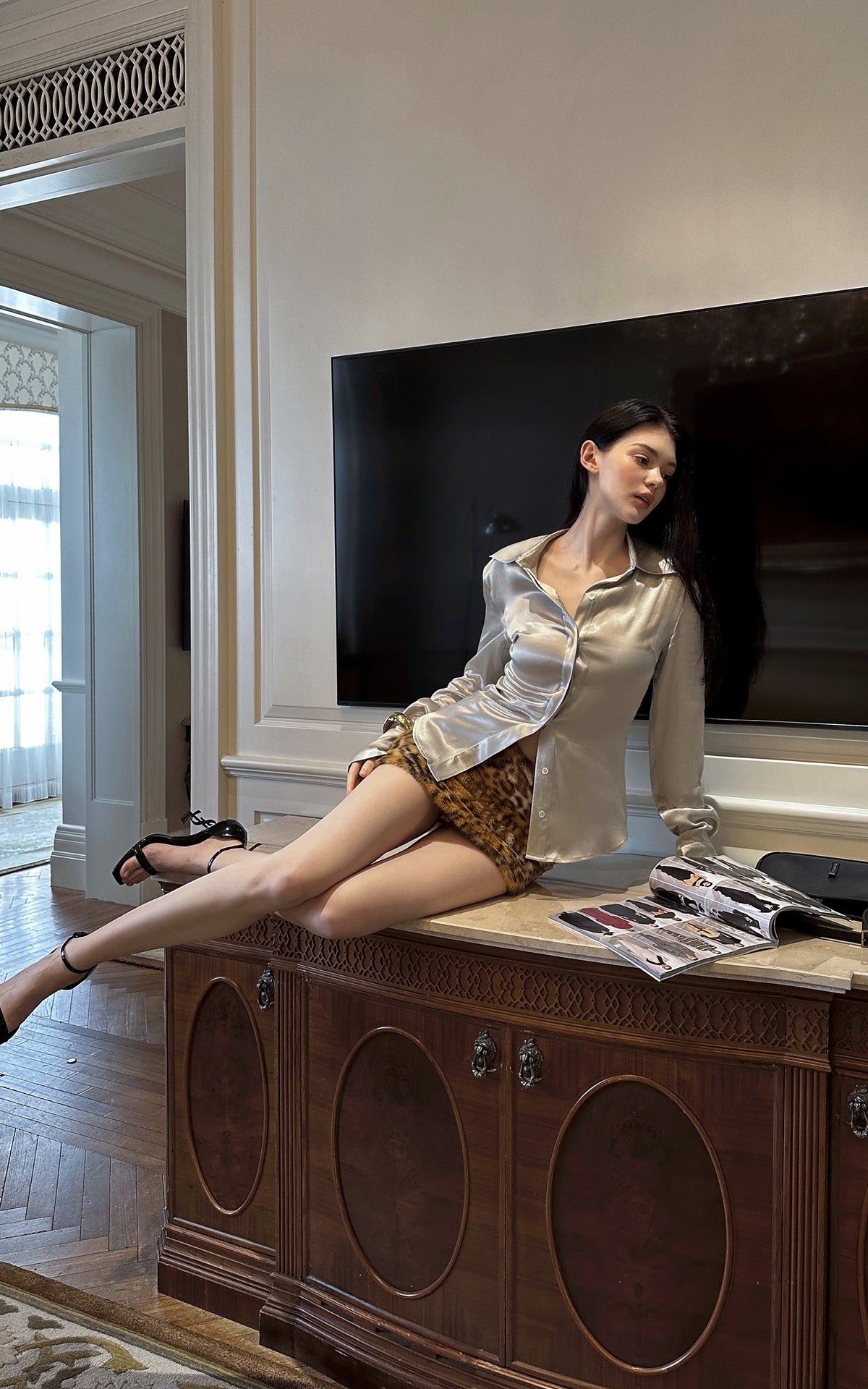 0122stepll Wild Instinct Faux Fur Mini Skirt
