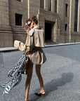 0122stepll Oversized Belted Short Trench Coat
