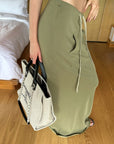 0122stepll Fitted Tee & Drawstring Maxi Skirt Set