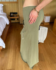0122stepll Fitted Tee & Drawstring Maxi Skirt Set