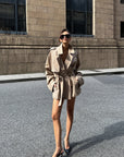 0122stepll Oversized Belted Short Trench Coat