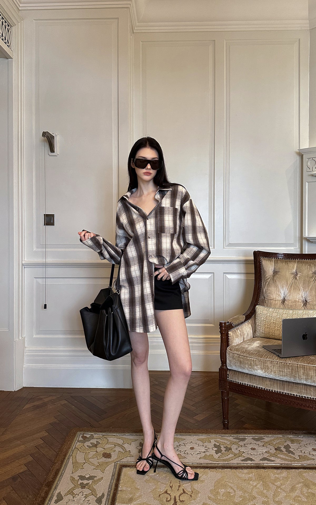 0122stepll After Hours Oversized Plaid Shirt