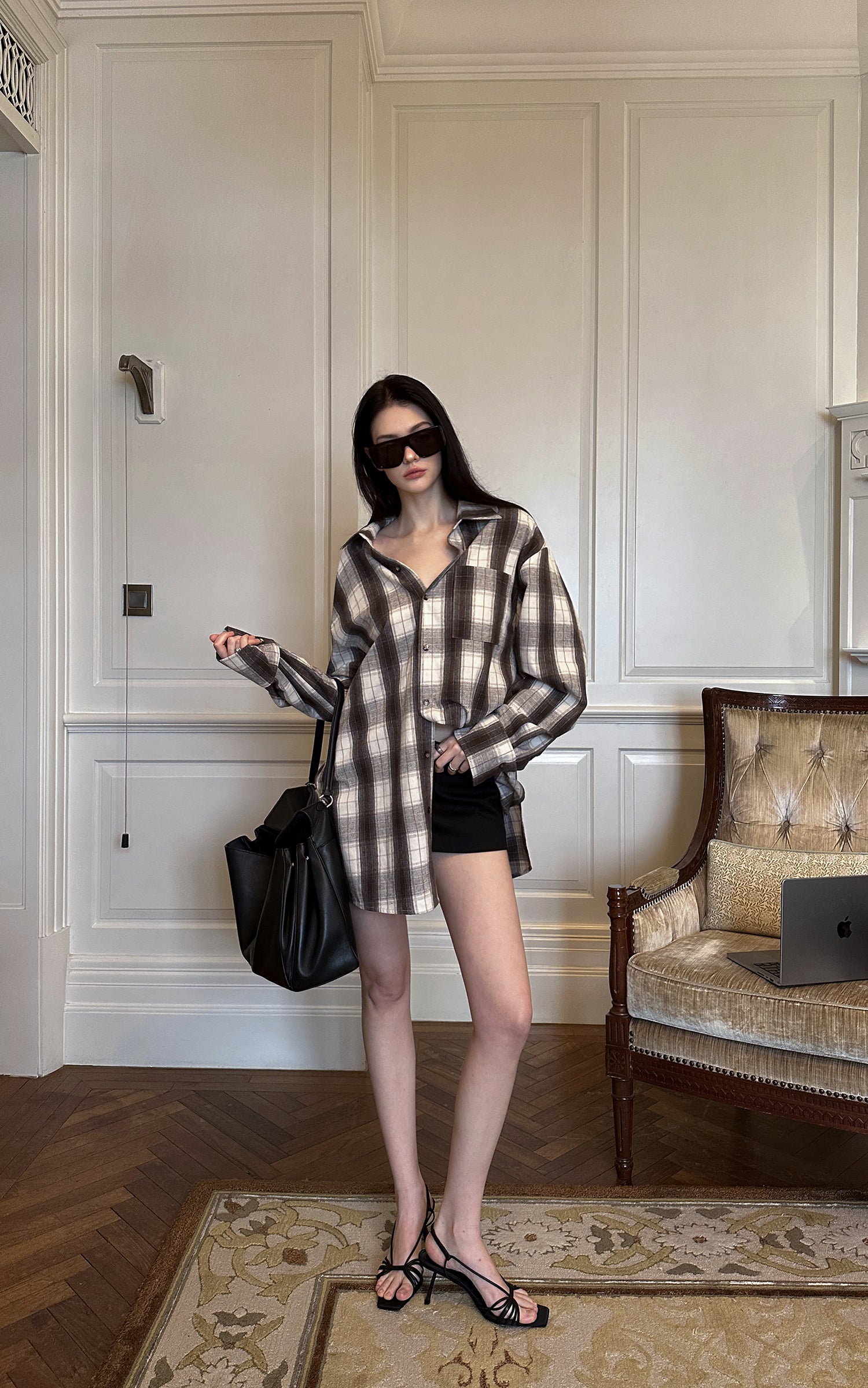 0122stepll After Hours Oversized Plaid Shirt