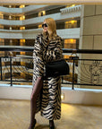 0122stepll Zebra Faux Fur Long Coat