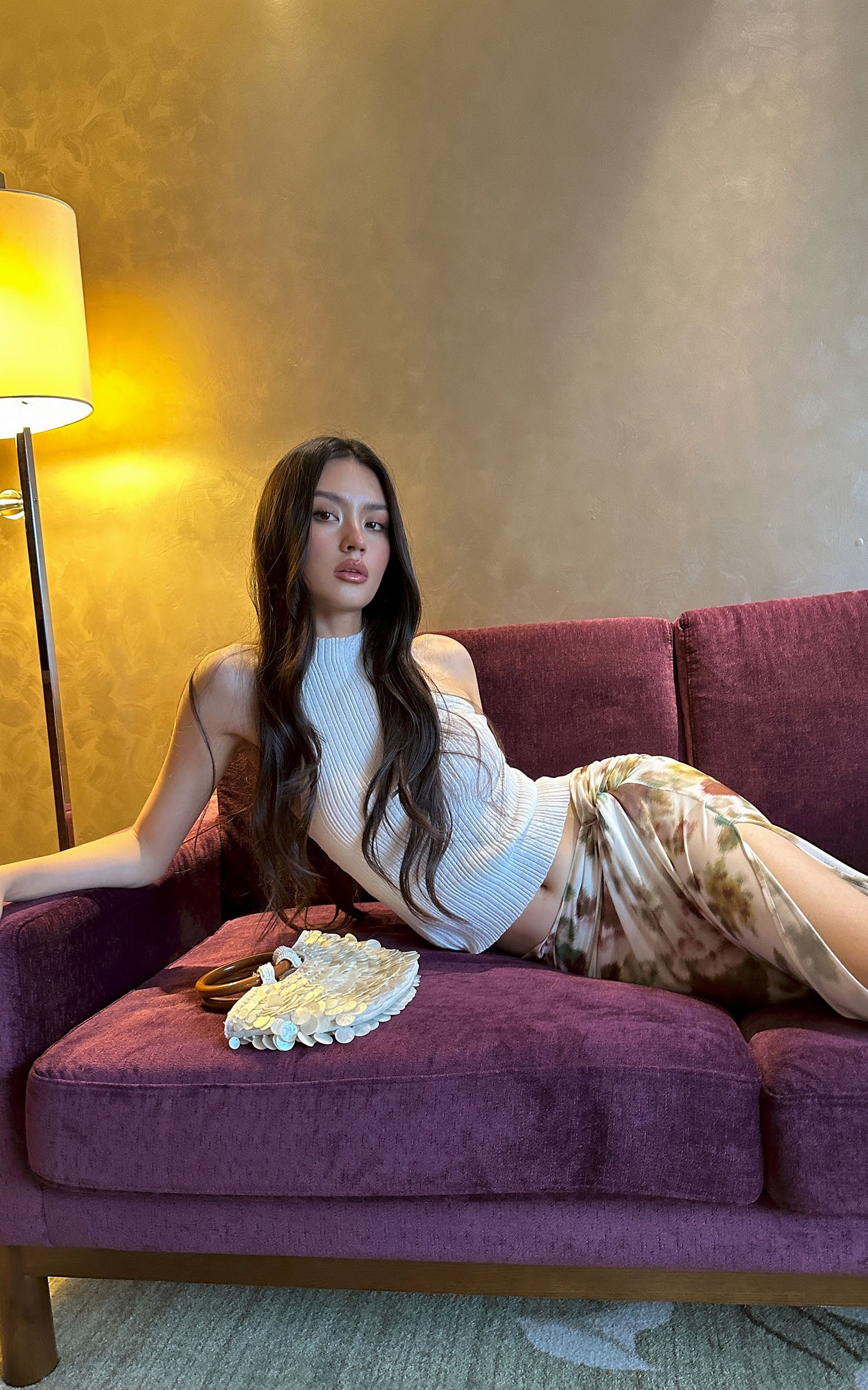 0122stepll Floral Twist Mesh Maxi Skirt