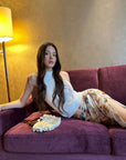 0122stepll Floral Twist Mesh Maxi Skirt