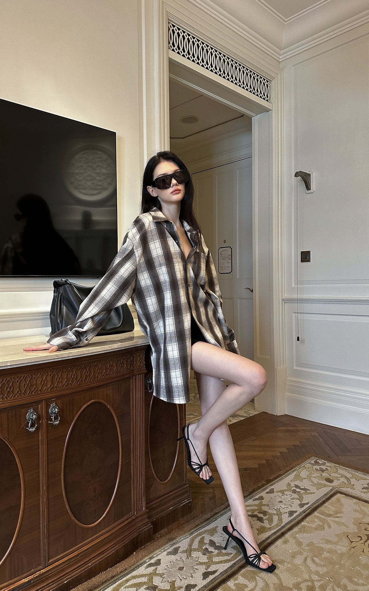 0122stepll After Hours Oversized Plaid Shirt
