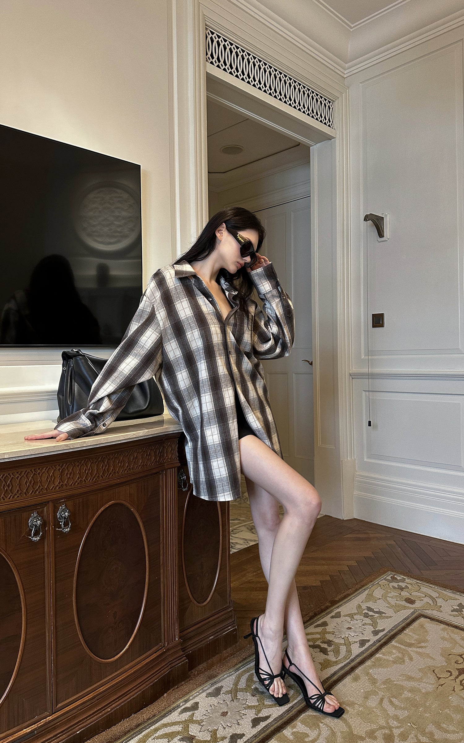 0122stepll After Hours Oversized Plaid Shirt
