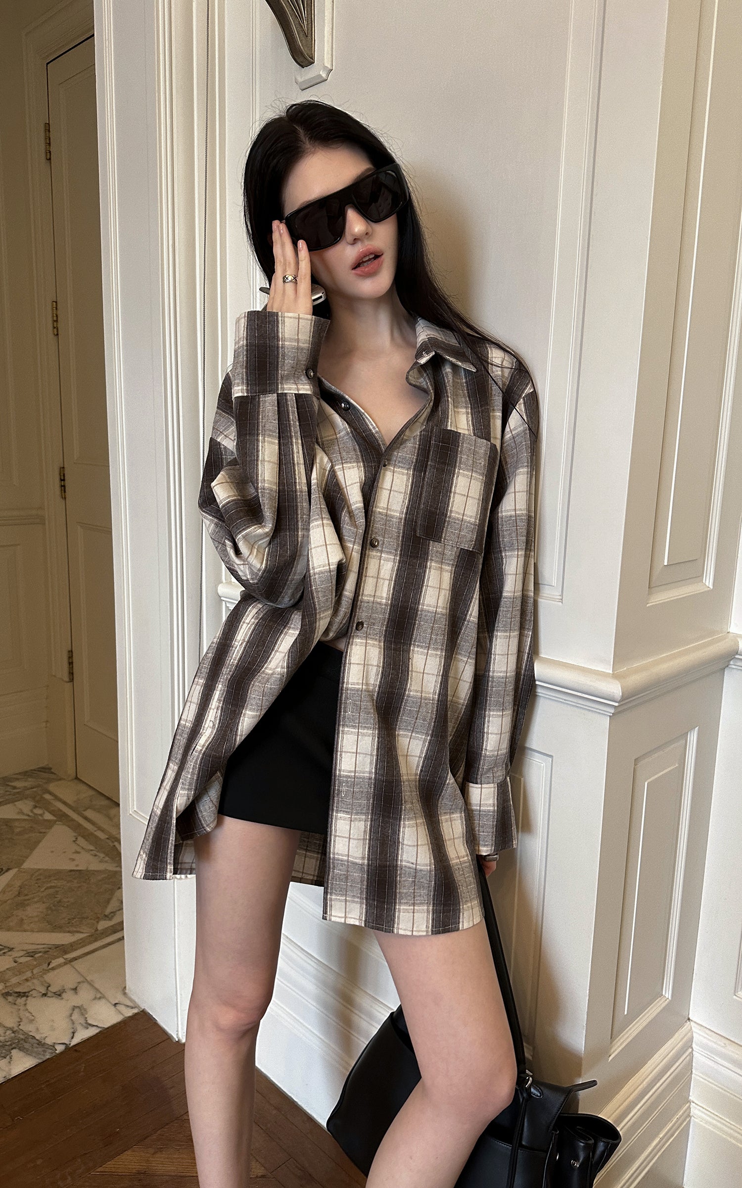 0122stepll After Hours Oversized Plaid Shirt