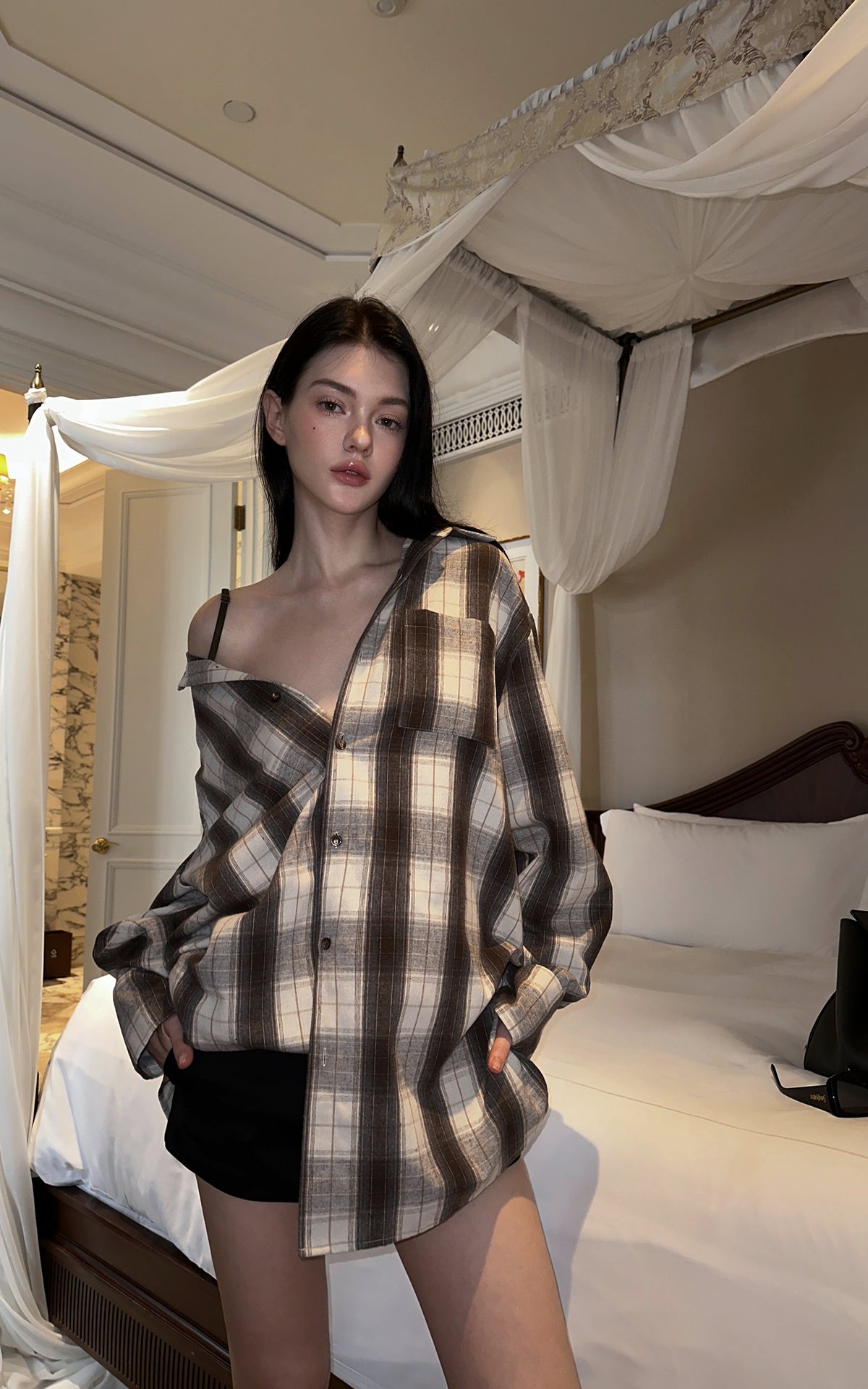 0122stepll After Hours Oversized Plaid Shirt