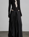 DOINDULGE Draped Asymmetric Maxi Skirt