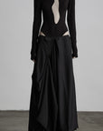 DOINDULGE Draped Asymmetric Maxi Skirt