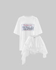 WARDEN EDGE Ensemble T-shirt oversize graphique &amp; short en dentelle superposé