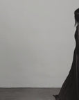 DOINDULGE Pleated Corset Waist Long Sleeve Maxi Dress