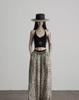 DOINDULGE Beaded Motif Halter Knit Top Ribbed V-Neck Cropped Camisole