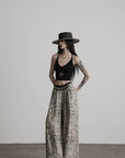 DOINDULGE Beaded Motif Halter Knit Top Ribbed V-Neck Cropped Camisole