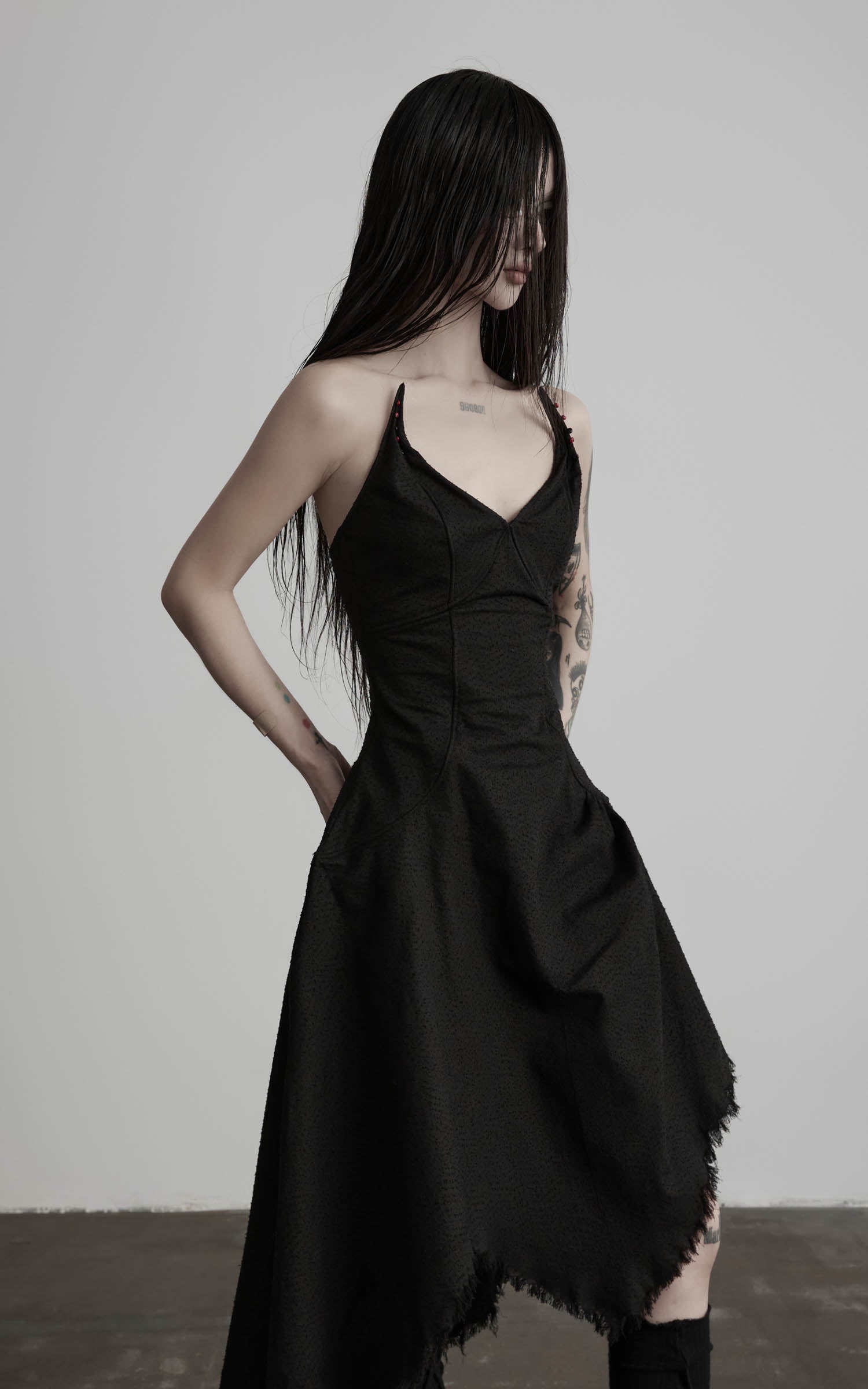 DOINDULGE Black Cotton Bustier Dress