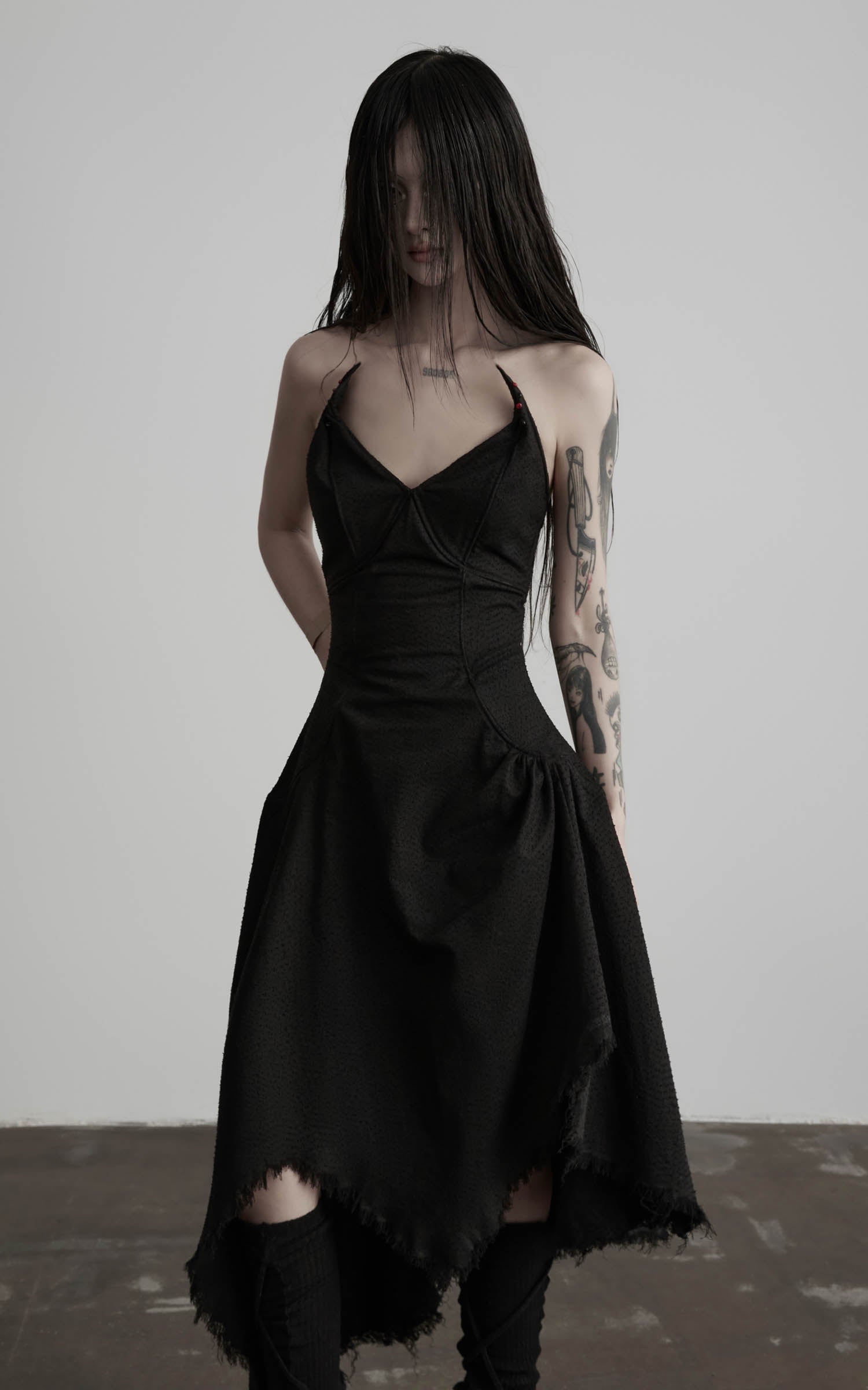 DOINDULGE Black Cotton Bustier Dress