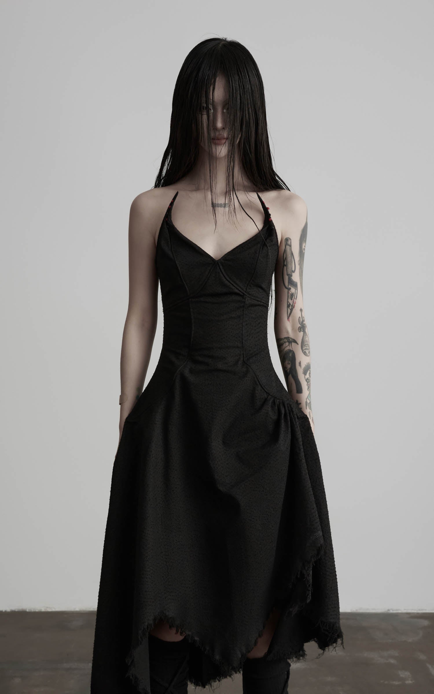 DOINDULGE Black Cotton Bustier Dress