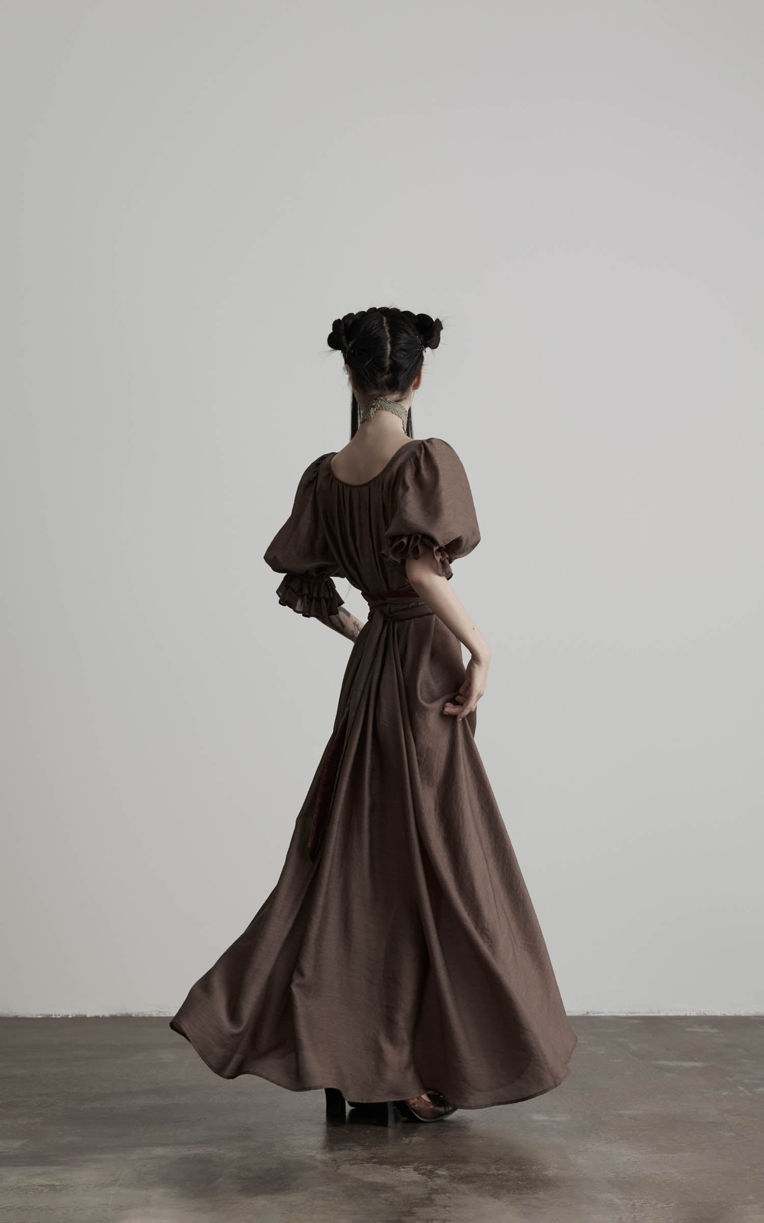 DOINDULGE Square Neck Puff Sleeve Maxi Dress