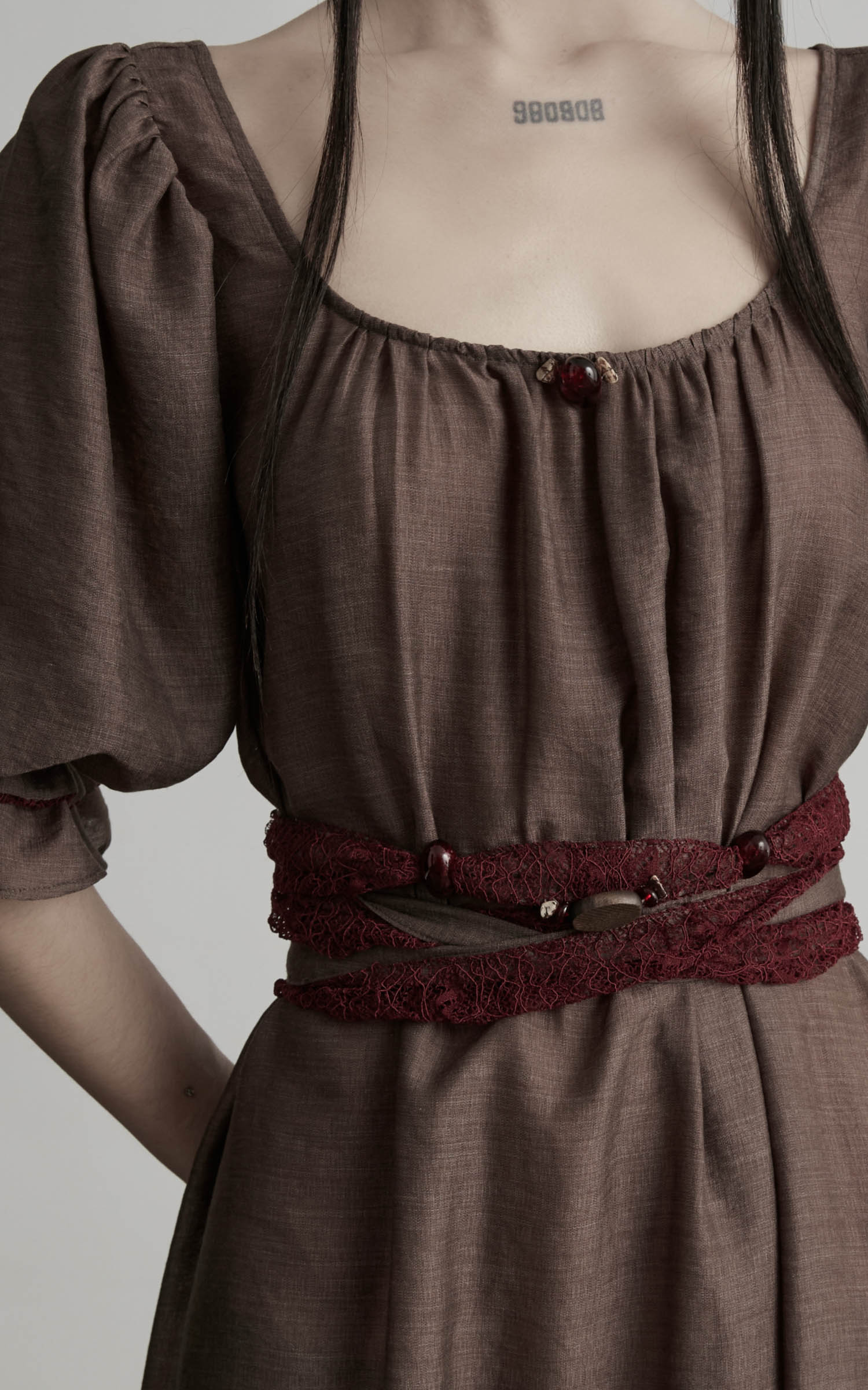 DOINDULGE Square Neck Puff Sleeve Maxi Dress