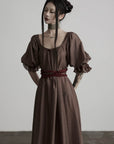 DOINDULGE Square Neck Puff Sleeve Maxi Dress