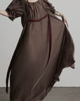 DOINDULGE Square Neck Puff Sleeve Maxi Dress