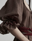 DOINDULGE Square Neck Puff Sleeve Maxi Dress