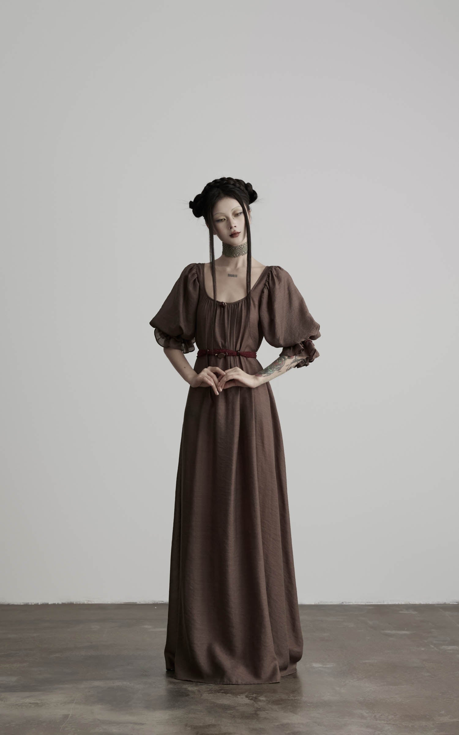 DOINDULGE Square Neck Puff Sleeve Maxi Dress