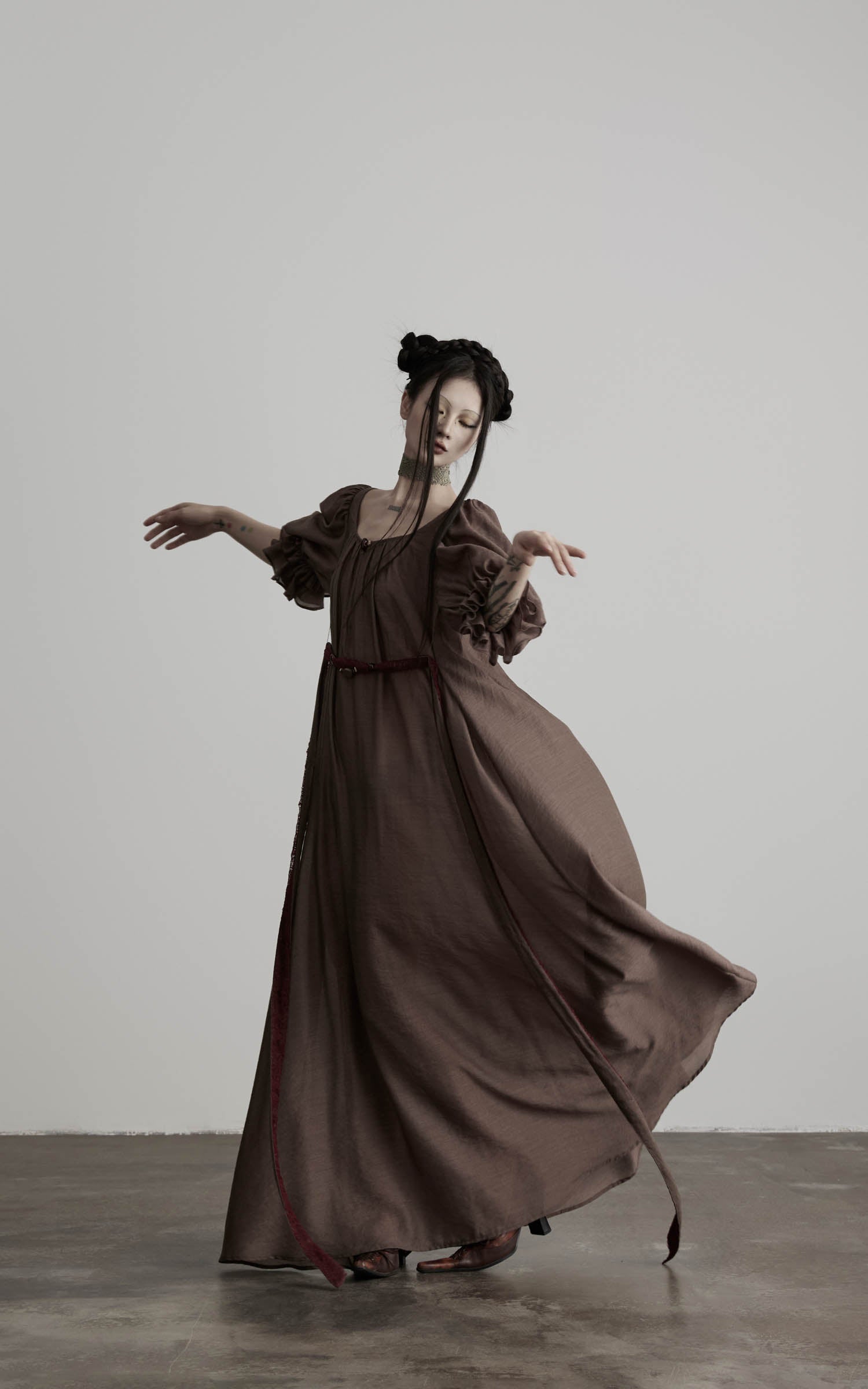 DOINDULGE Square Neck Puff Sleeve Maxi Dress