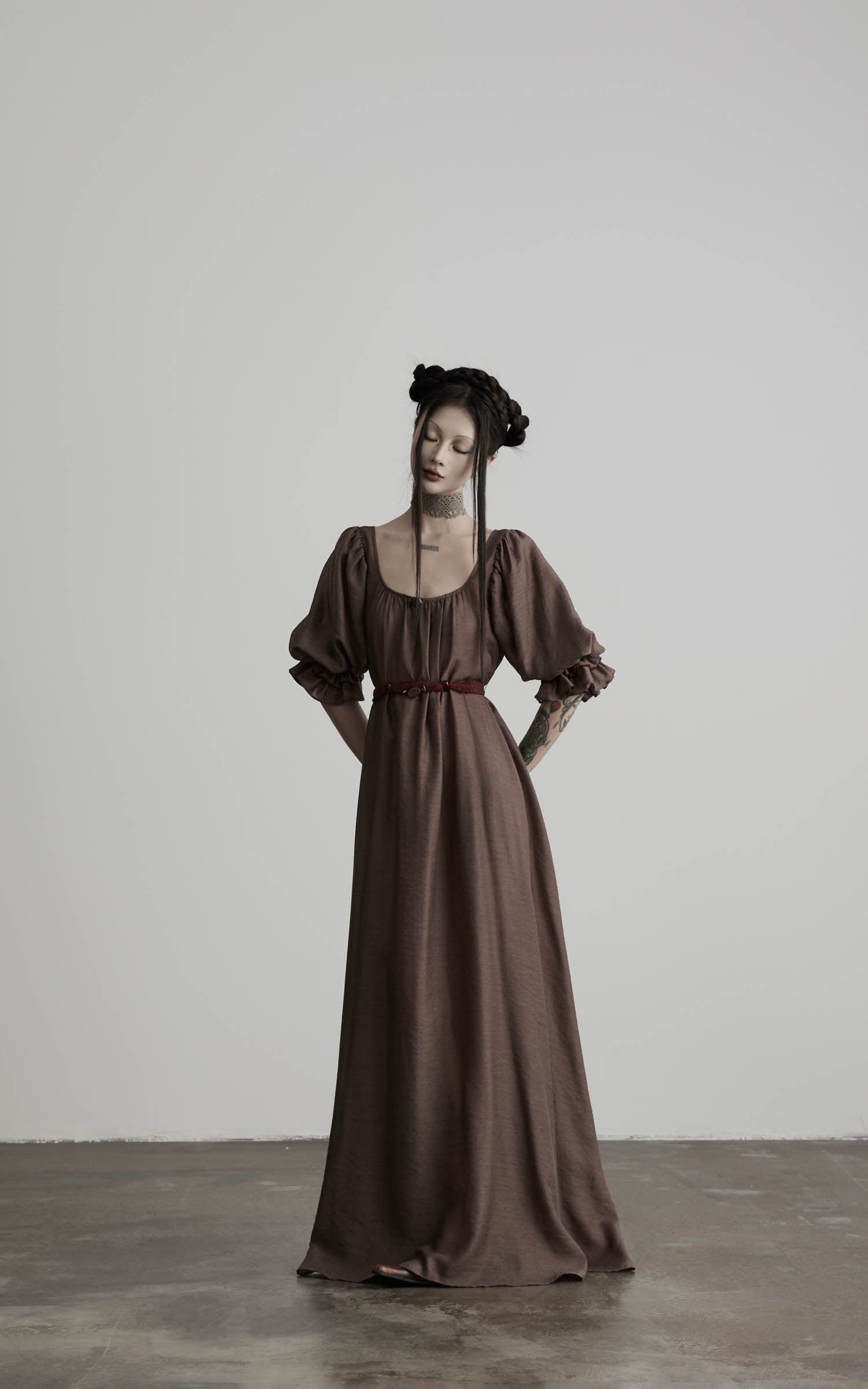 DOINDULGE Square Neck Puff Sleeve Maxi Dress