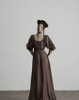 DOINDULGE Square Neck Puff Sleeve Maxi Dress